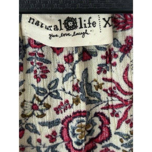 Natural Life Women's Midi Dress Floral Size XL Tassels Short Sleeve Spring Boho - Picture 3 of 11